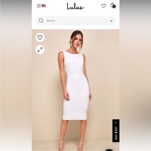 Lulu's White Sleeveless Sheath Midi Dress Scoop Neck